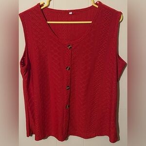 Red Sleeveless Top With Buttons XXL